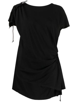 Y's drawstring ruched T-shirt - Black