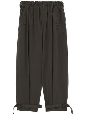 Y's drop-crotch flared trousers - Green