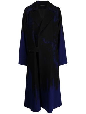 Y's floral-print flannel coat - Black