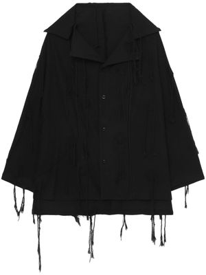 Y's frayed-detailing cotton cape - Black