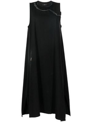 Y's frayed-edge cotton dress - Black