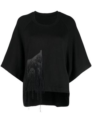Y's fringe-detail raglan-sleeved top - Black