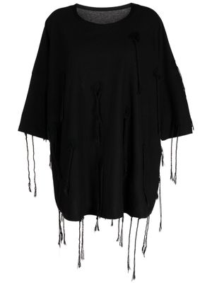 Y's fringed-detail cotton top - Black