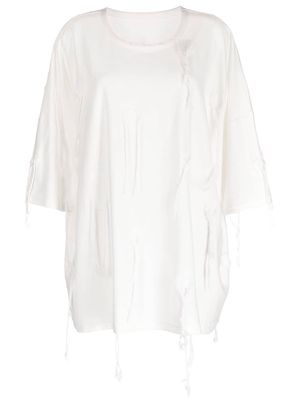 Y's fringed-detail cotton top - White