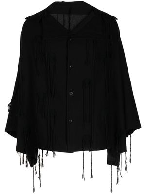Y's fringed long-sleeve cotton shirt - Black