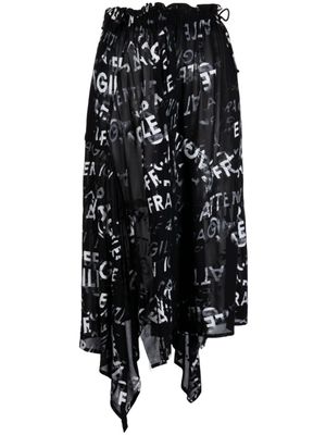 Y's graphic-print drawstring midi skirt - Black