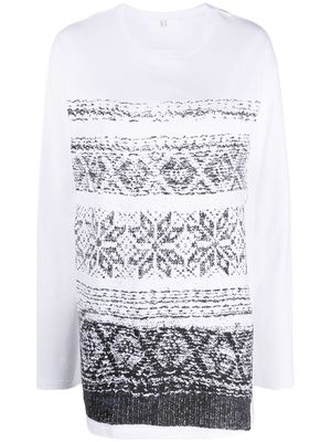 Y's graphic-print long-sleeve cotton T-shirt - White