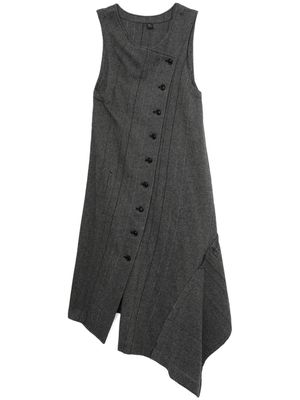 Y's herringbone sleeveless asymmetric midi dress - Grey