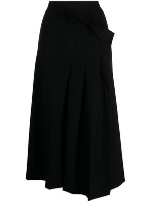Y's high-waist pleated midi skirt - Black