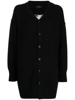 Y's intarsia-knit off-shoulder cardigan - Black