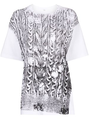 Y's knit-print short-sleeve T-shirt - White