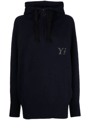 Y's knitted logo-embroidered hoodie - Blue