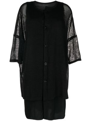 Y's knitted oversize sheer-sleeve top - Black