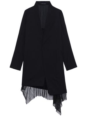 Y's layered wool single-breasted coat - Black
