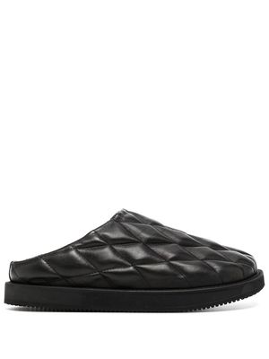 Y's leather diamond-quilted shoes - Black