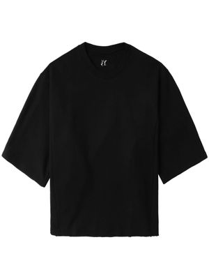 Y's logo-embroidered cotton-blend T-shirt - Black