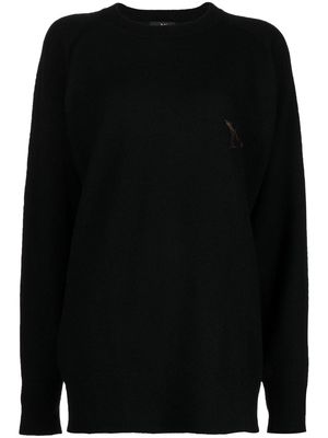 Y's logo-embroidered crew-neck jumper - Black