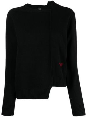 Y's logo intarsia-knit asymmetric jumper - Black