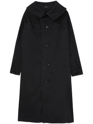 Y's long-collar cotton single-breasted coat - Black