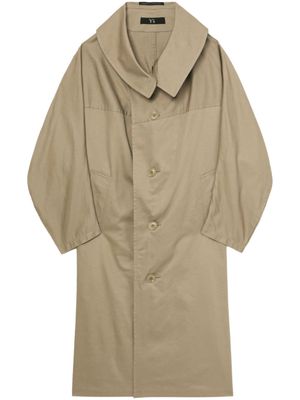 Y's long-collar cotton single-breasted coat - Neutrals