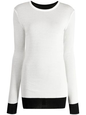 Y's long-sleeved cotton T-shirt - White