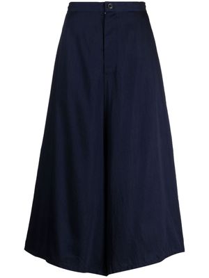 Y's mid-rise button-fastening cropped trousers - Blue