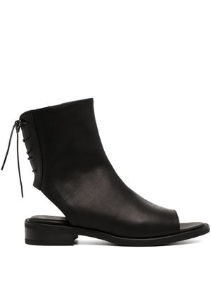Y's open-toe lace-up boots - Black