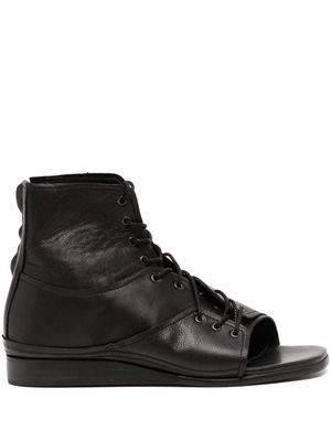 Y's open-toe leather boots - Black