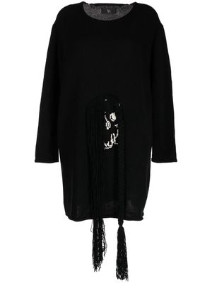 Y's oversized intarsia-knit skeleton jumper - Black