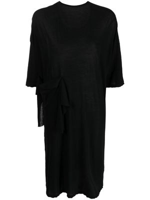 Y's oversized ruffled T-shirt dress - Black