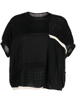 Y's patchwork knitted top - Black