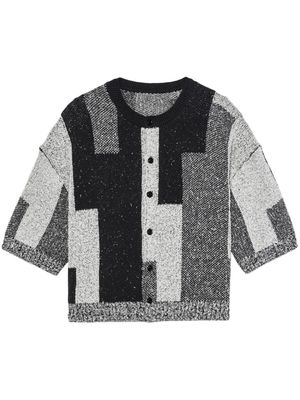 Y's patterned intarsia-knit cotton-blend cardigan - Grey