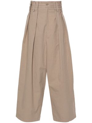 Y's pleated cotton trousers - Neutrals