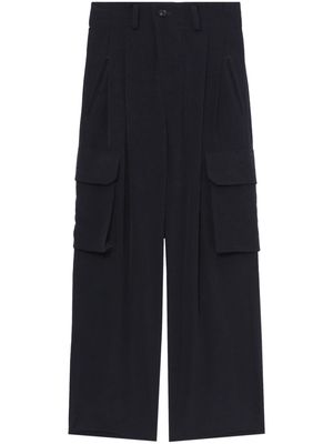 Y's pleated high-waisted cargo trousers - Black