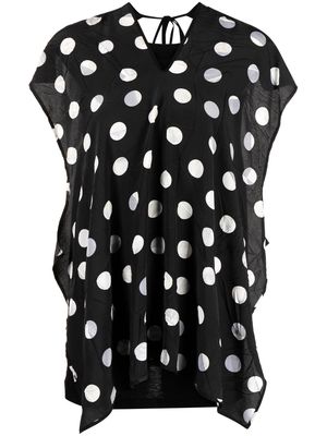 Y's polka dot-print panelled blouse - Black