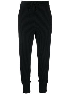 Y's ribbed-knit slim trousers - Black