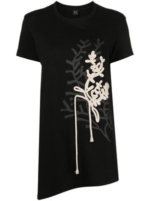 Y's rope-embellished short-sleeve T-shirt - Black