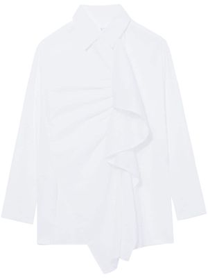 Y's ruffle-detailing cotton shirt - White