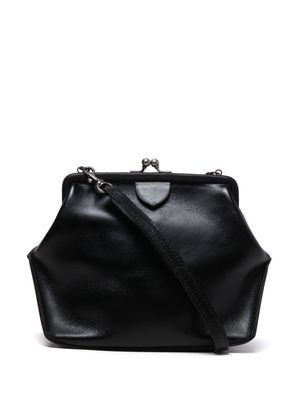 Y's semi-gloss leather clasp bag - Black