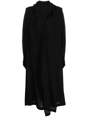 Y's semi-sheer long cape coat - Black