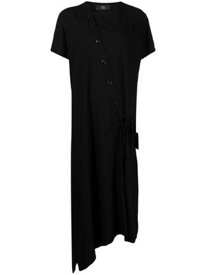 Y's short-sleeve buttoned midi dress - Black