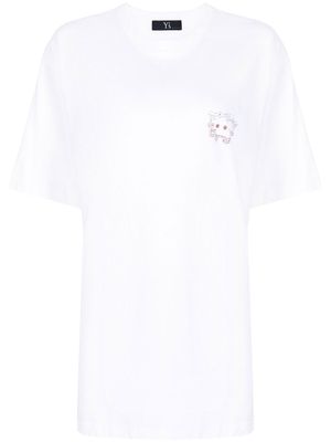 Y's short-sleeved dagger-print T-shirt - White