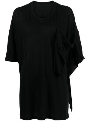 Y's slub-texture draped T-shirt - Black