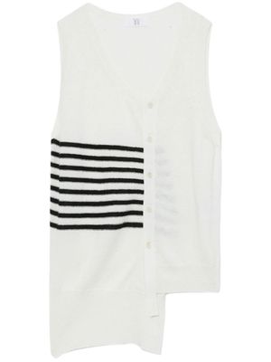 Y's stripe-detailing scoop-neck vest - White