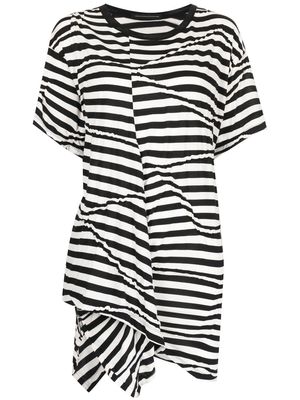 Y's striped asymmetric-hem T-shirt - Black
