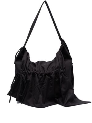 Y's textured wool-blend shoulder bag - Black