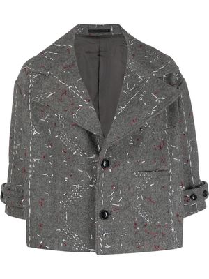 Y's topstitched wool-blend jacket - Grey
