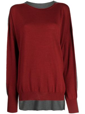 Y's two-tone fine-knit jumper - Red