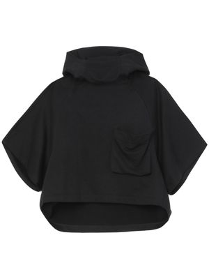 Y's wide-sleeve cotton hoodie - Black