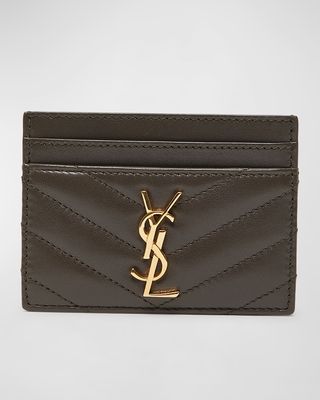 YSL Monogram Card Case in Quilted Smooth Leather